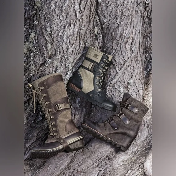 SOREL Joan Of Arctic Wedge Boot W’s 9 Leather Lug Sole NL1987-028 Dark Grey - Picture 15 of 15